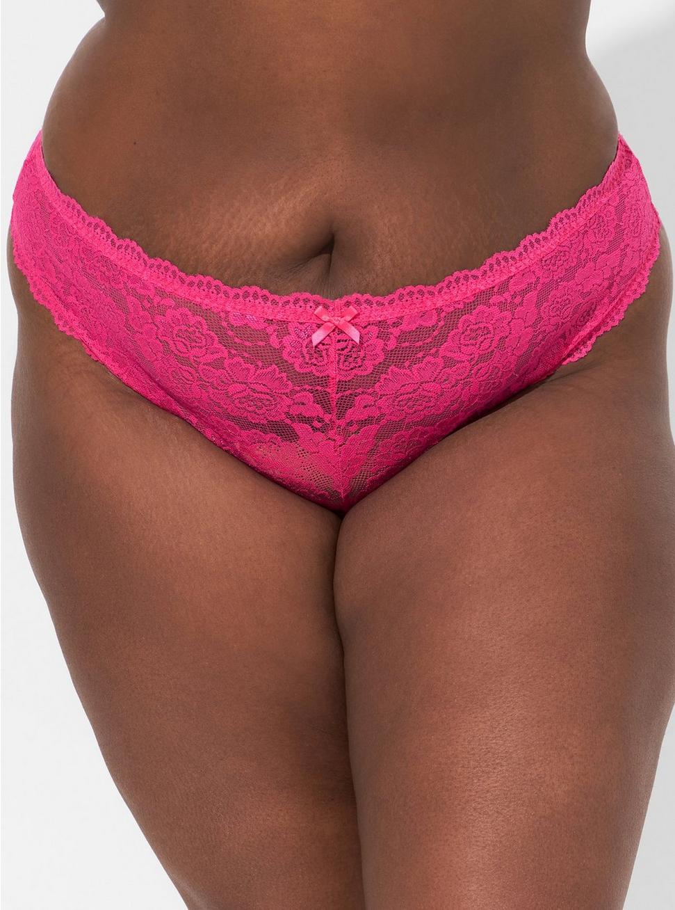Simply Lace Mid Rise Thong Panty, CABARET, alternate