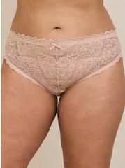 Simply Lace Mid Rise Thong Panty, ROSE DUST, alternate