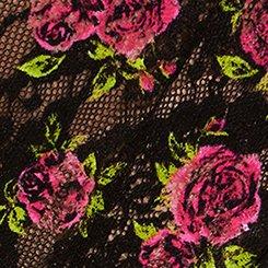 Simply Lace Mid Rise Thong Panty, BRUSHED ROSES FLORAL BLACK, swatch