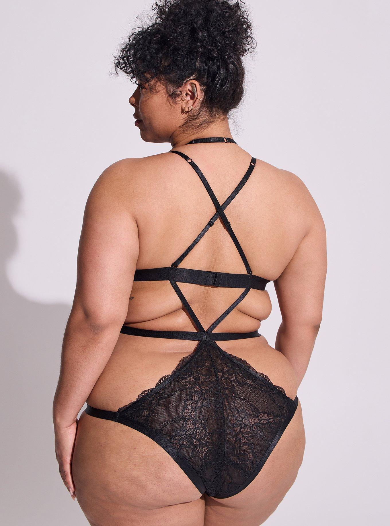 Plus Size - Strappy Studded Lace Bodysuit - Torrid