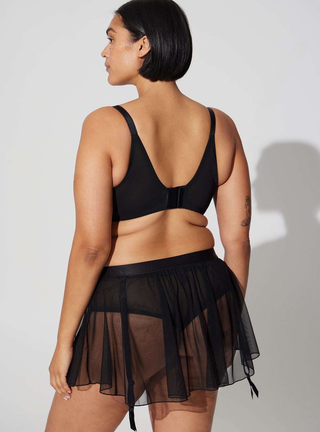 Mesh Garter Skirt, RICH BLACK, alternate