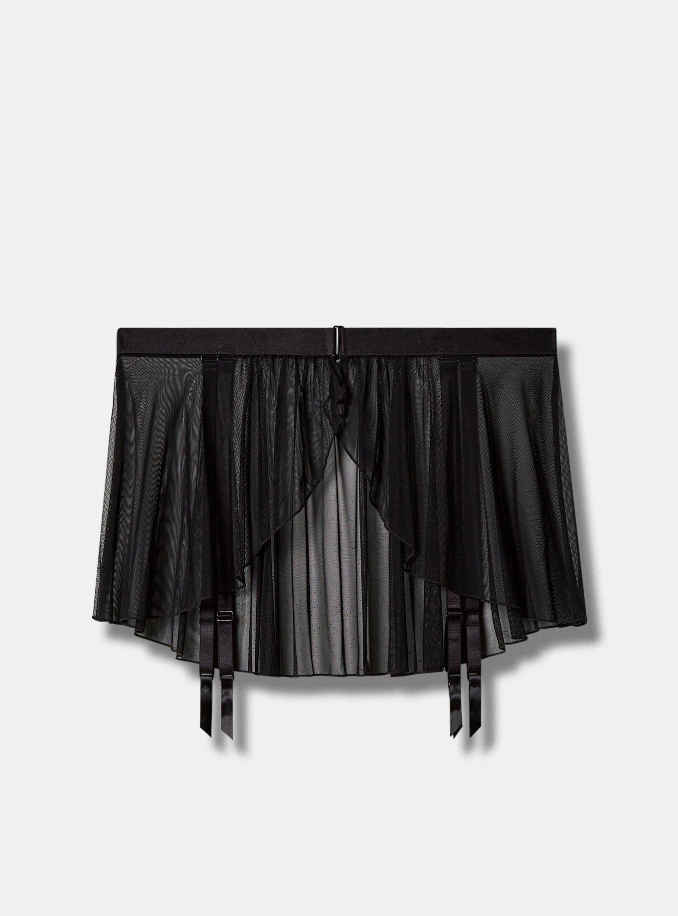 Mesh Garter Skirt, RICH BLACK, hi-res