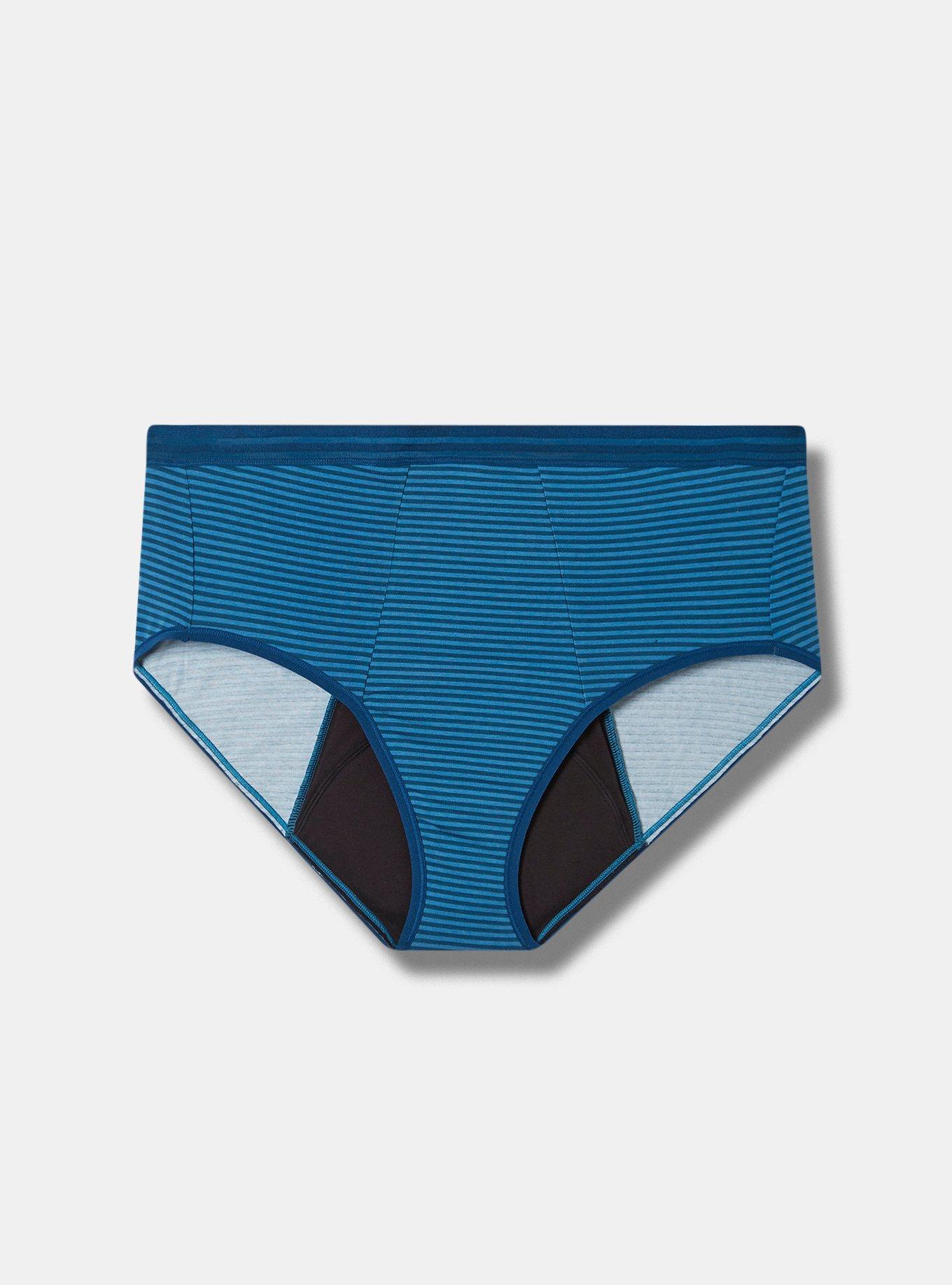 Leakproof Cotton Mid Rise Hipster Panty, TEDDY STRIPE LEGION BLUE, hi-res