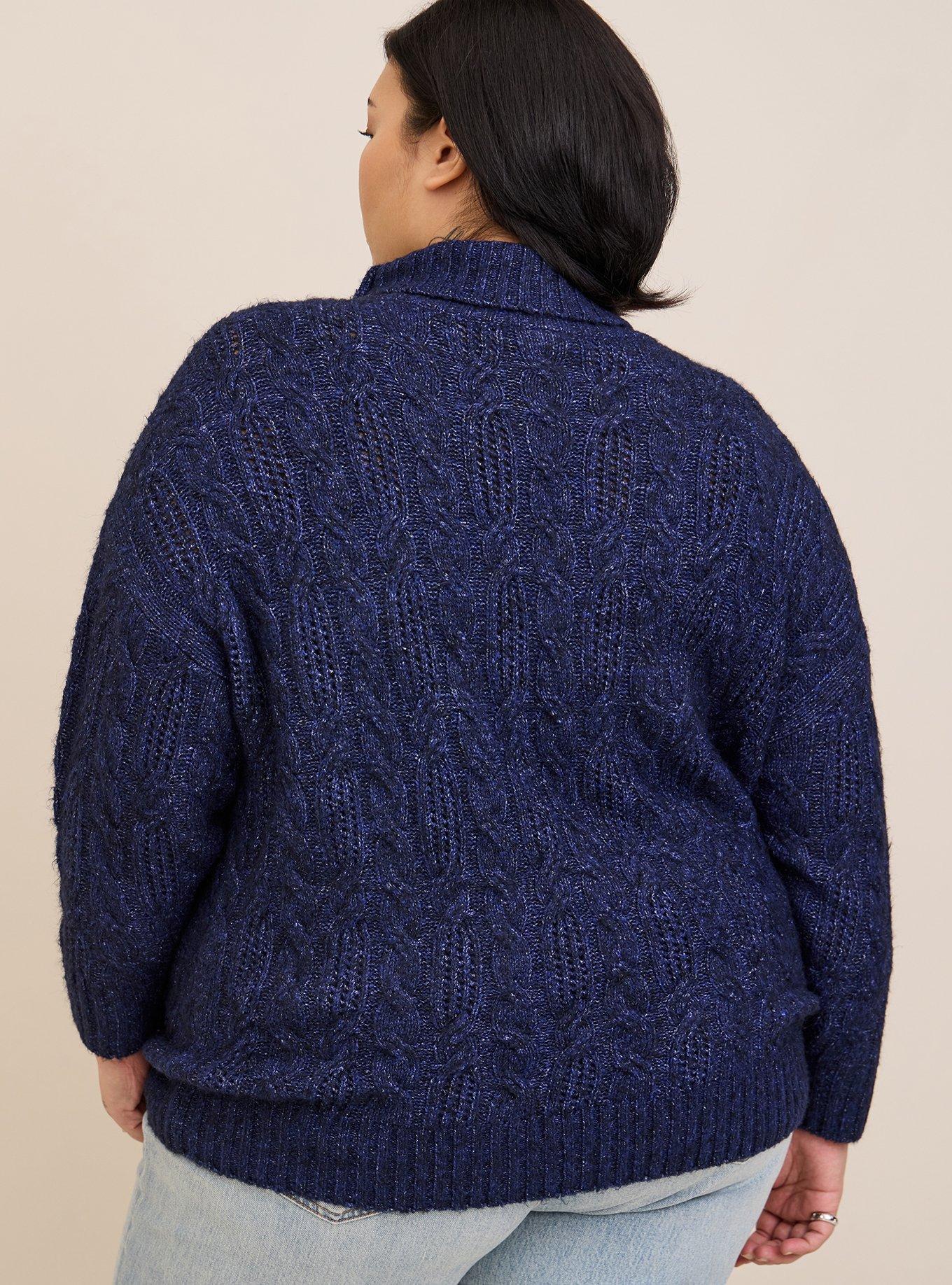 Vegan Cashmere Pullover Turtle Neck Sweater, BLUE, alternate