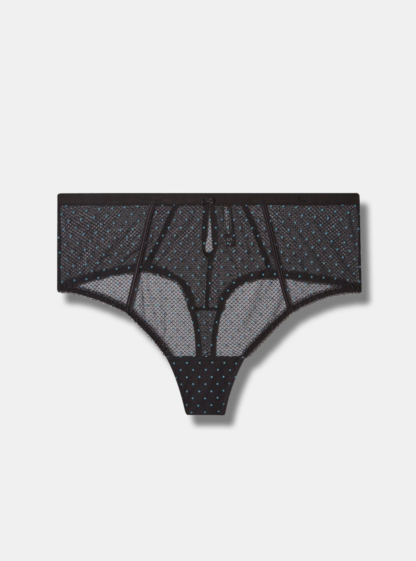 TORRID Mesh and Flocking Mid Rise Thong Panty