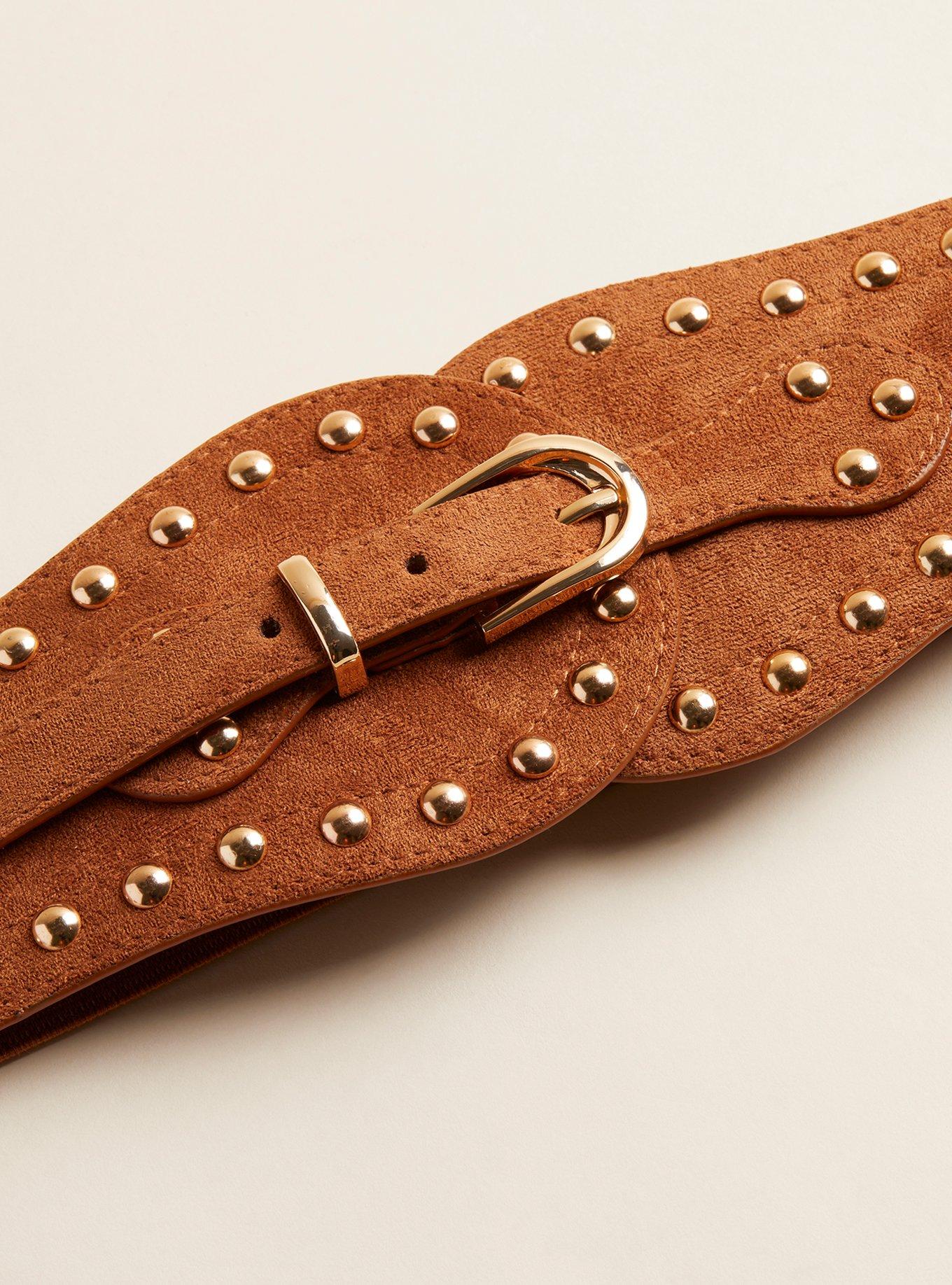 Studded Waist Belt, COGNAC, alternate