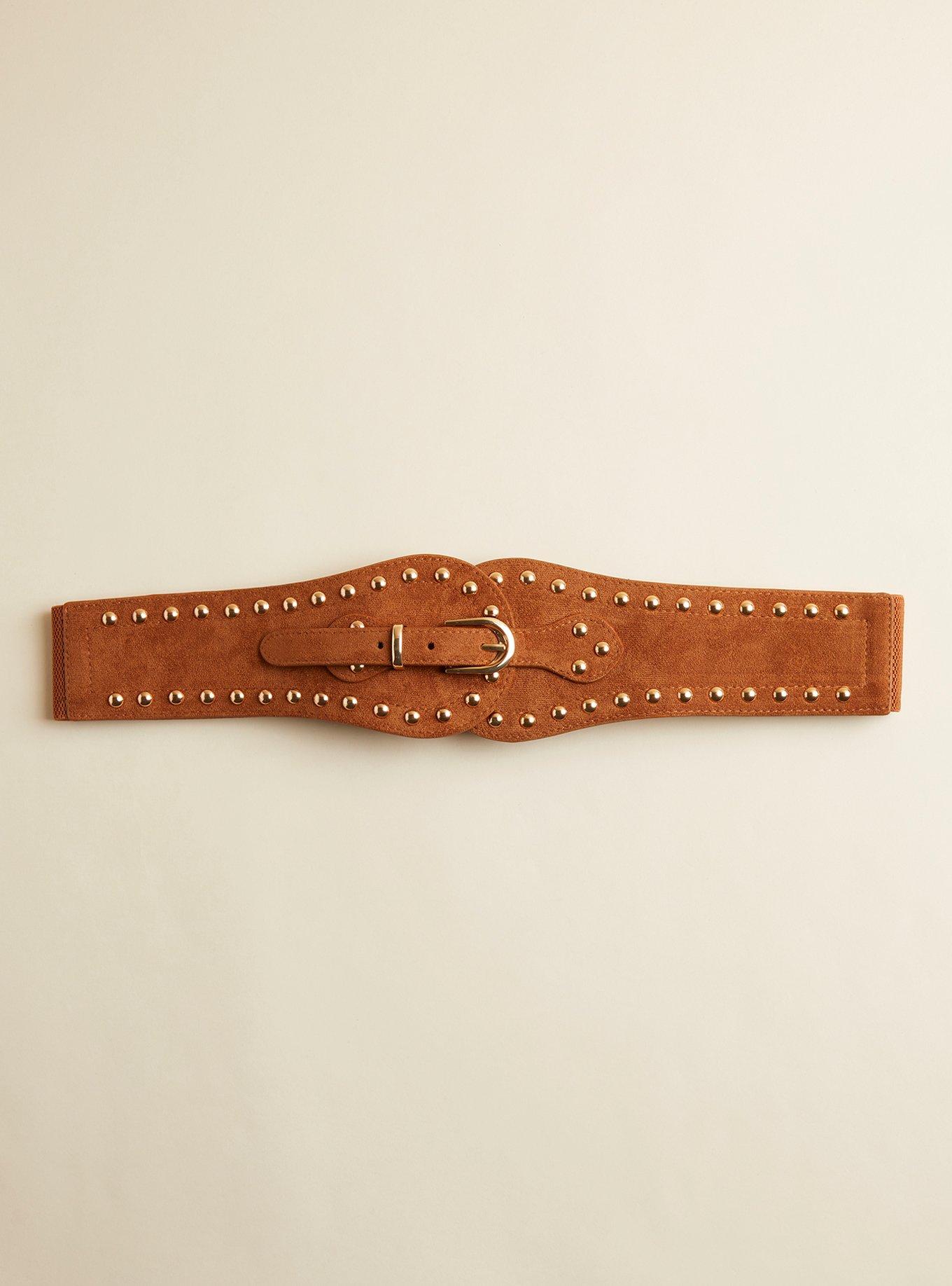 Studded Waist Belt, COGNAC, hi-res