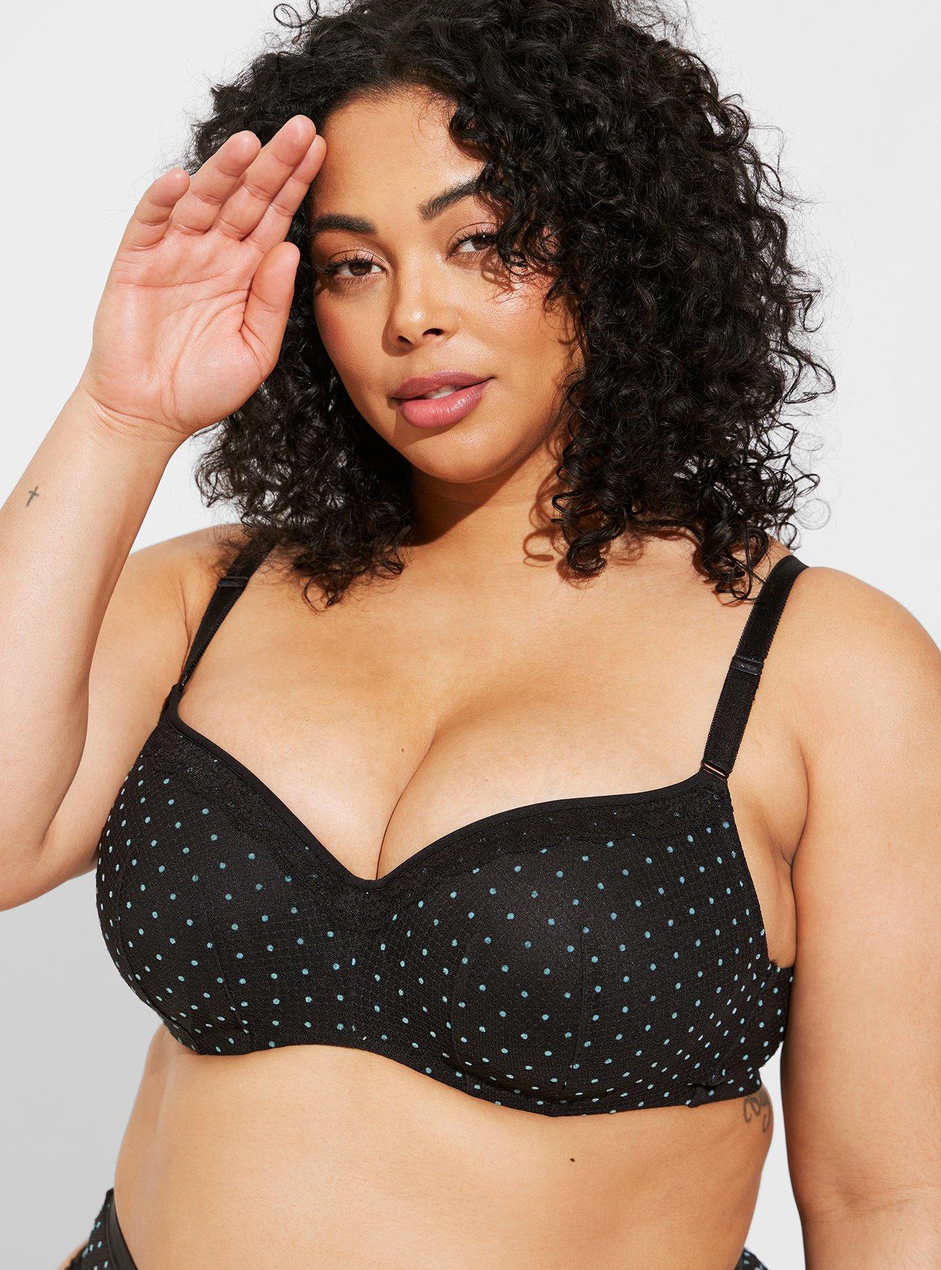 Plus Size FullCoverage Lightly Lined Retro Dot Mesh 360