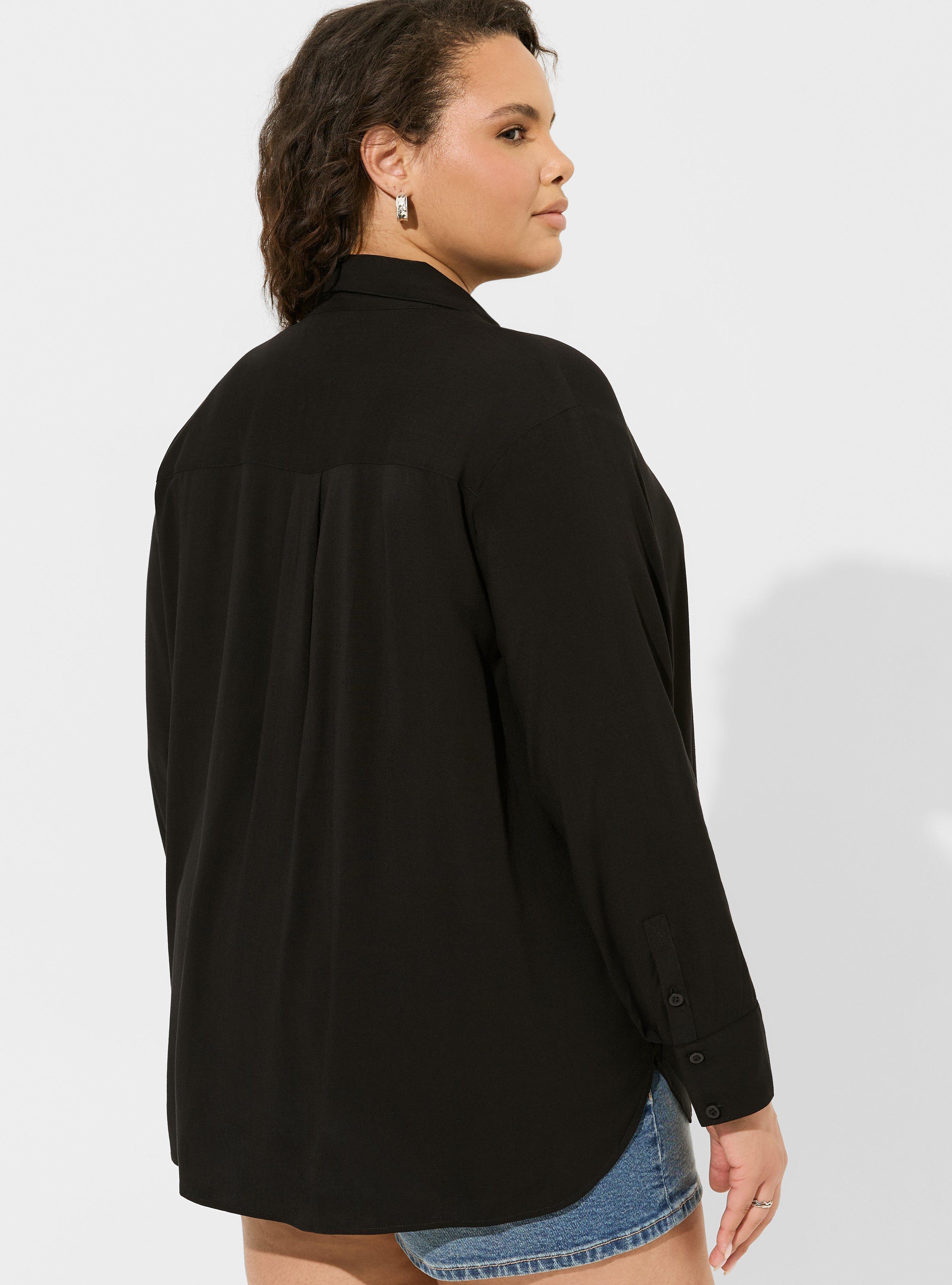 Rayon Slub Drop Shoulder Button-Front Shirt