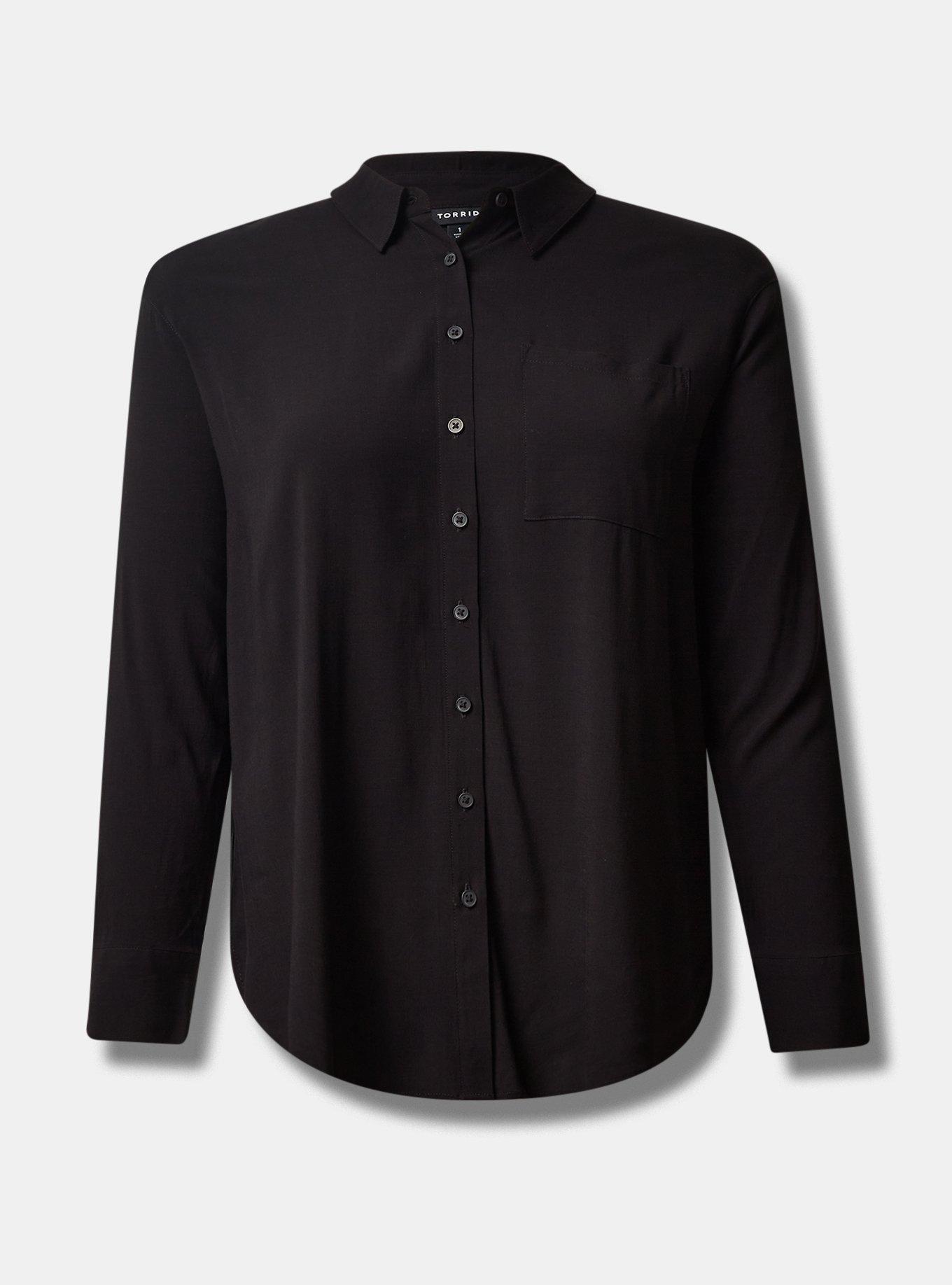 Rayon Slub Drop Shoulder Button-Front Shirt