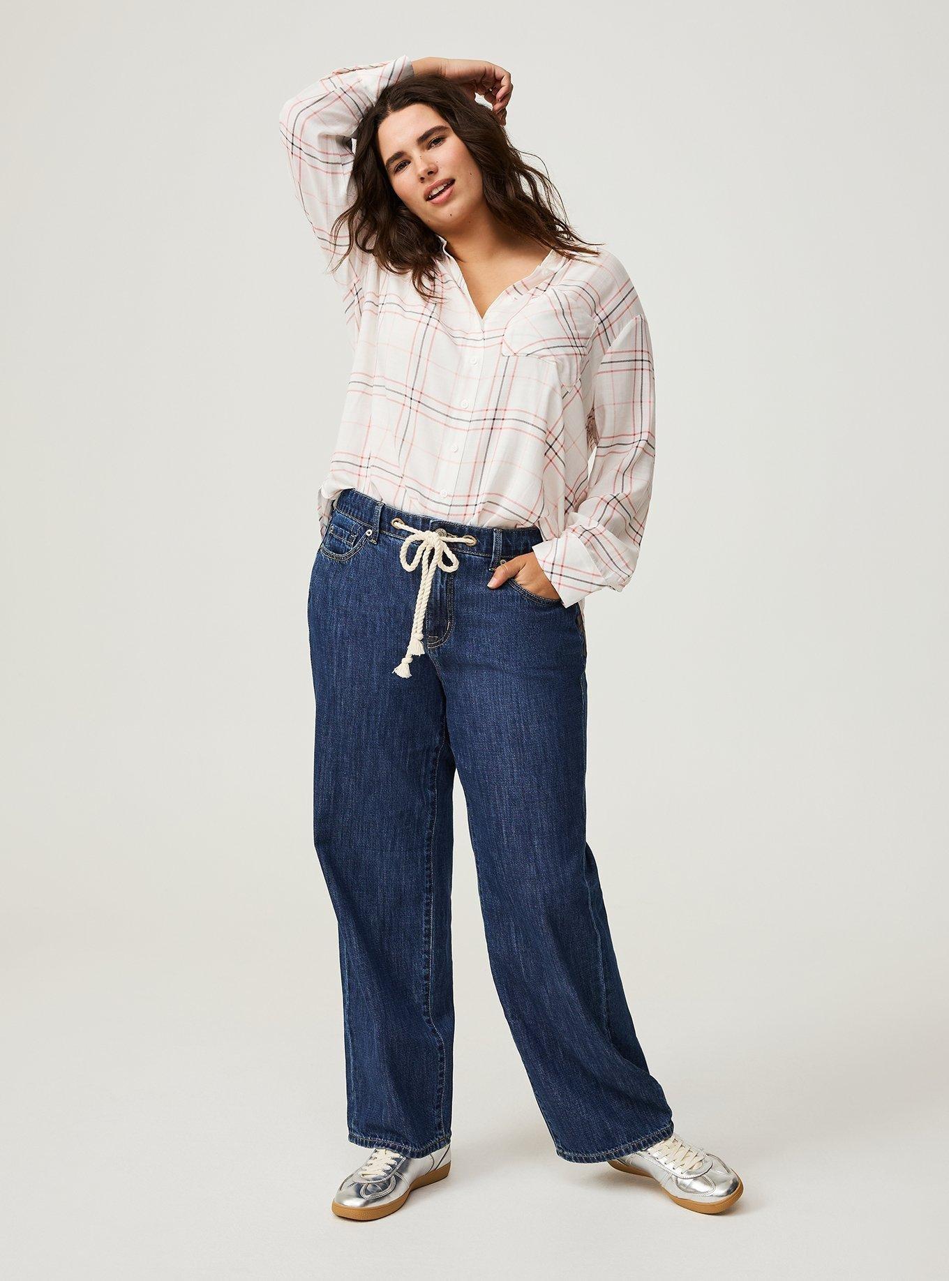Drop Shoulder Button-Front Shirt