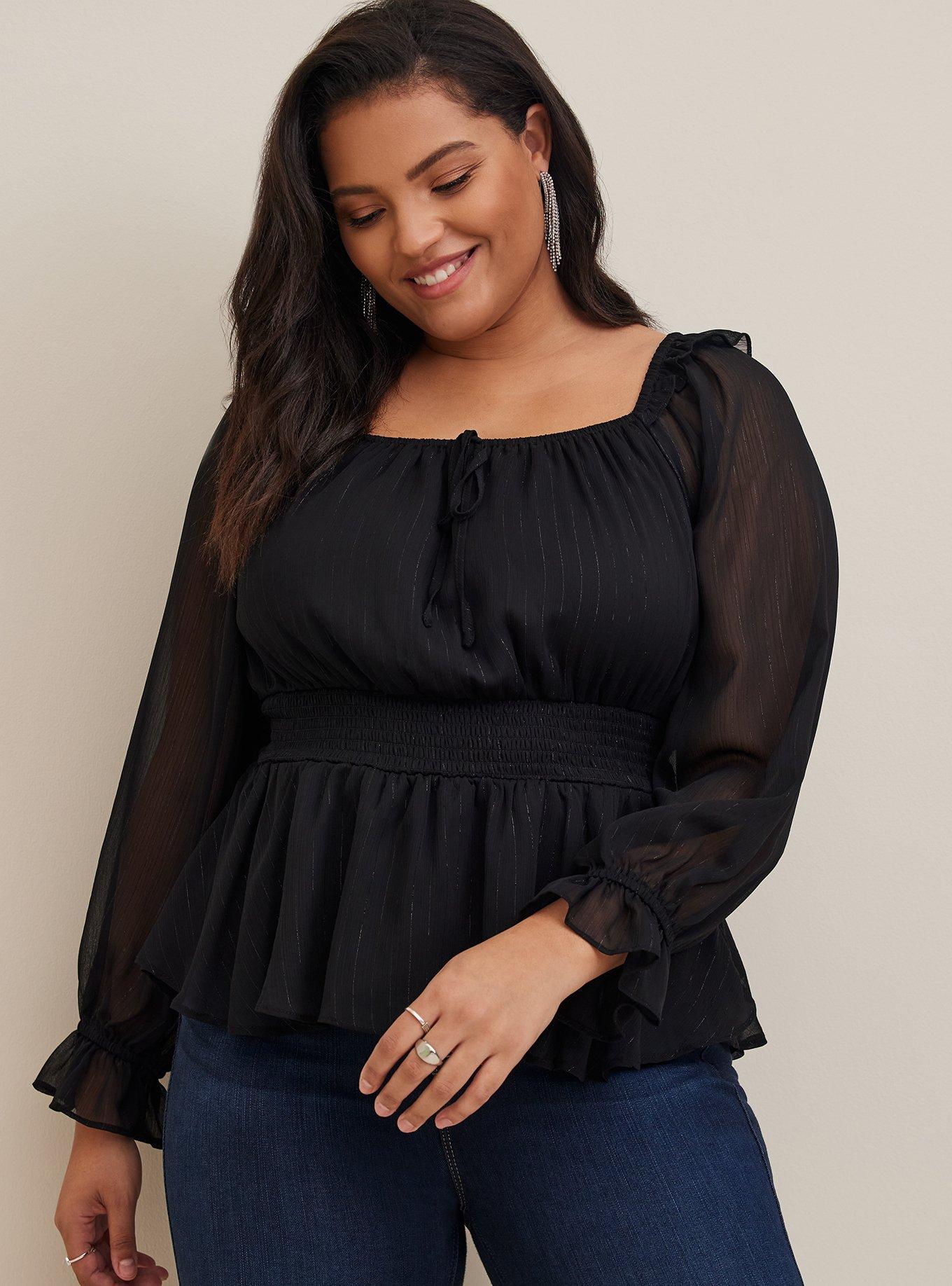 Chiffon Smocked Waist Detail Top