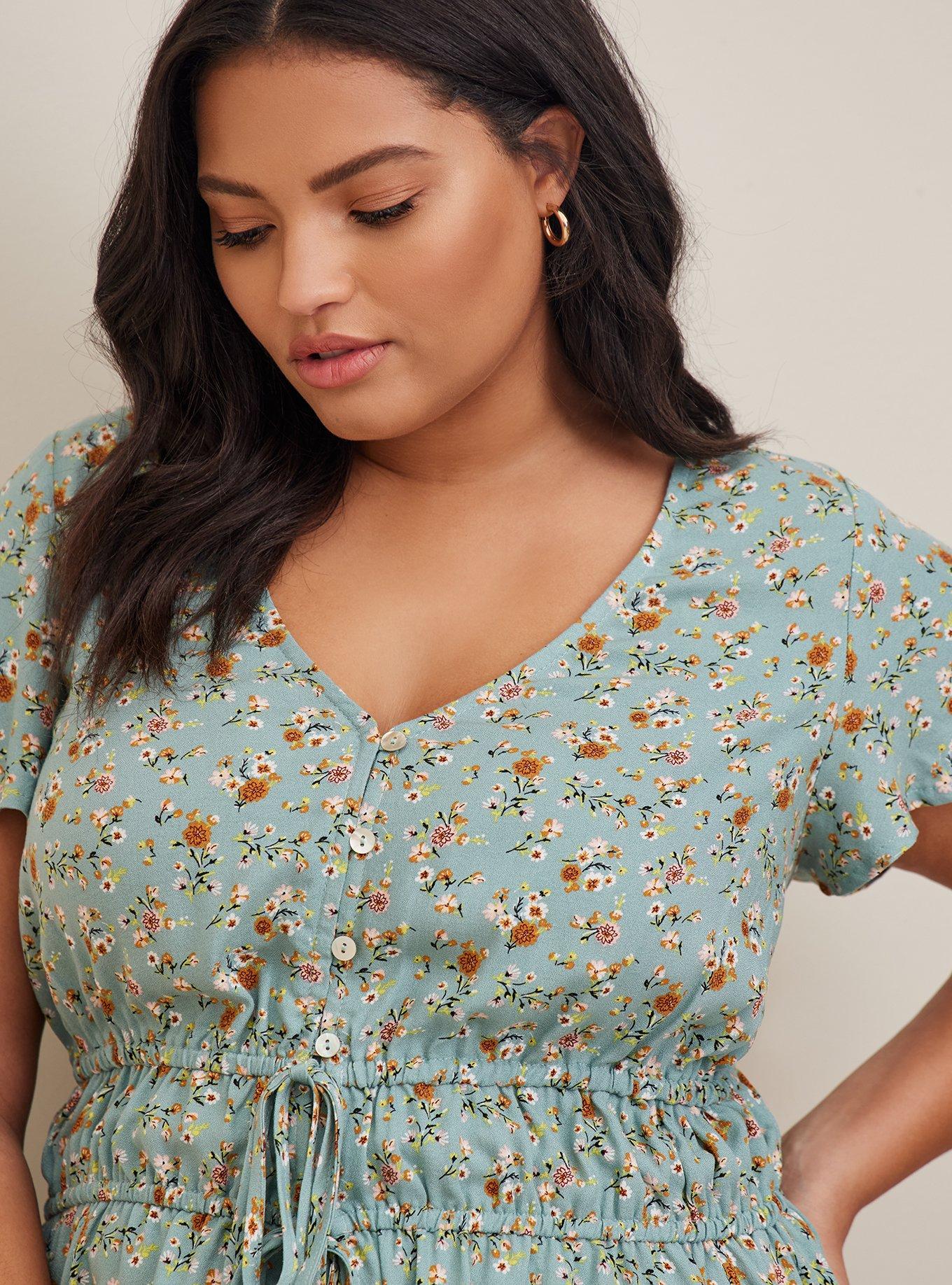 Plus Size - Gauze Waist Detail Flutter Sleeve Top - Torrid