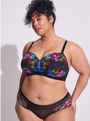 Plus Size Wire-Free Lightly Lined Photo Floral Lace 360° Back Smoothing® Bra, PHOTO FLORAL LACE: BLACK, alternate