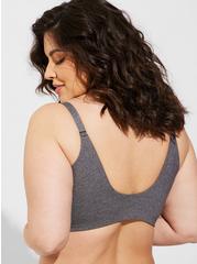 Plus Size T-Shirt Lightly Lined Heather & Lace Front Close 360° Back Smoothing® Bra, CHARCOAL HEATHER, alternate