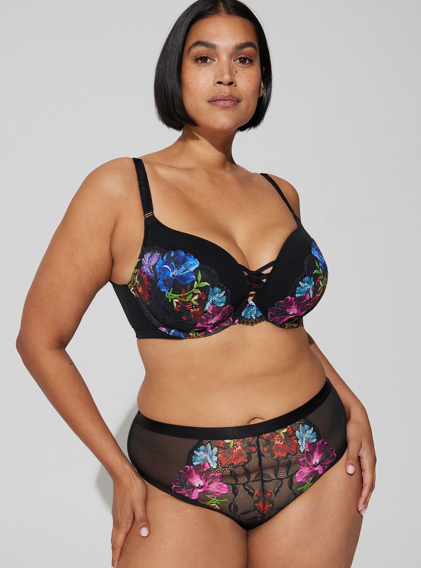 Plus Size - XO Plunge Push Up Photo Floral Lace 360° Back Smoothing™ Bra -  Torrid