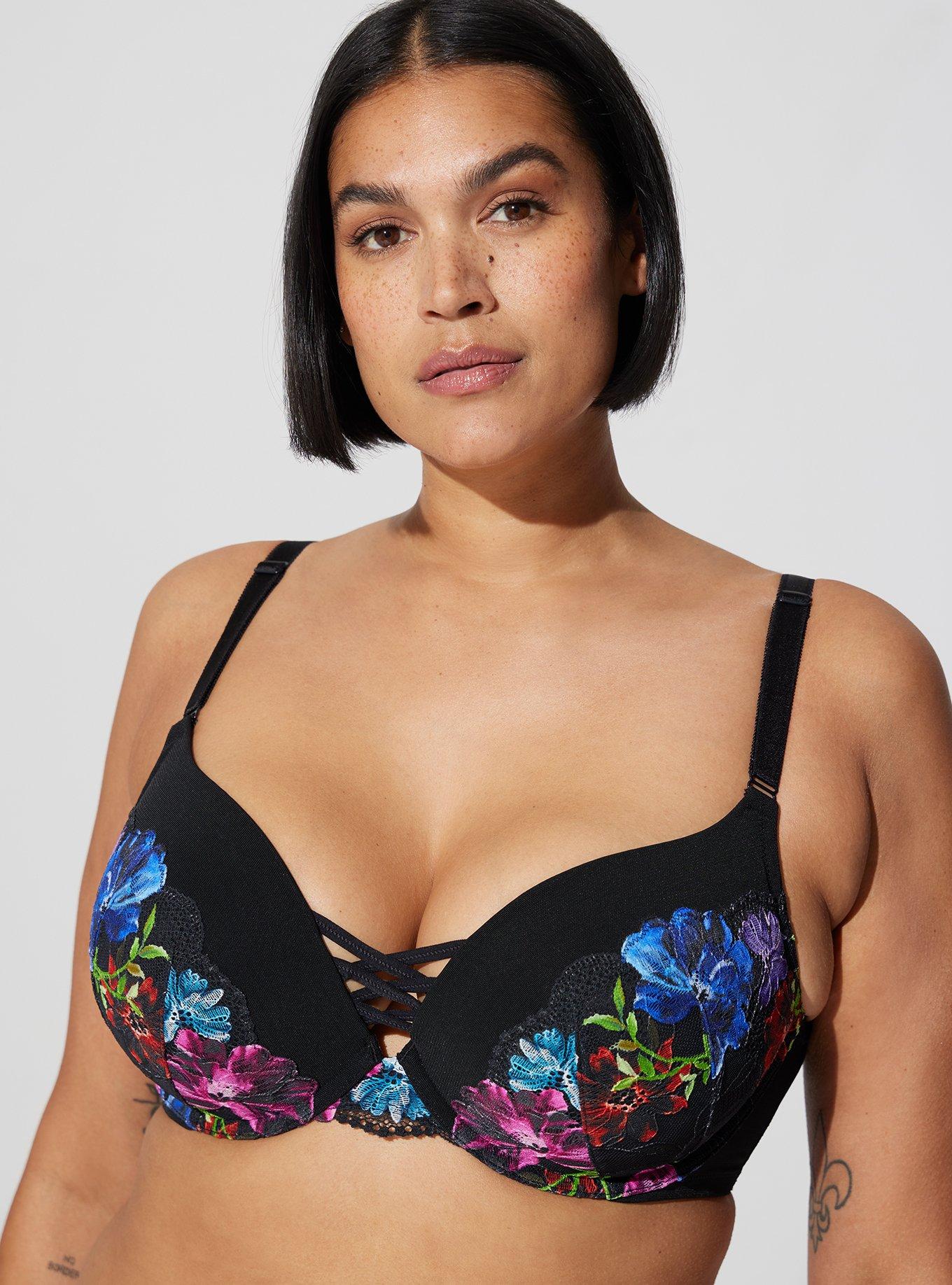 Torrid 46C Skeleton Floral XO Plunge Smooth 360 Bra NWT