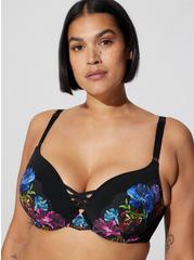 XO Plunge Push Up Photo Floral Lace 360° Back Smoothing™ Bra, PHOTO FLORAL LACE: BLACK, hi-res