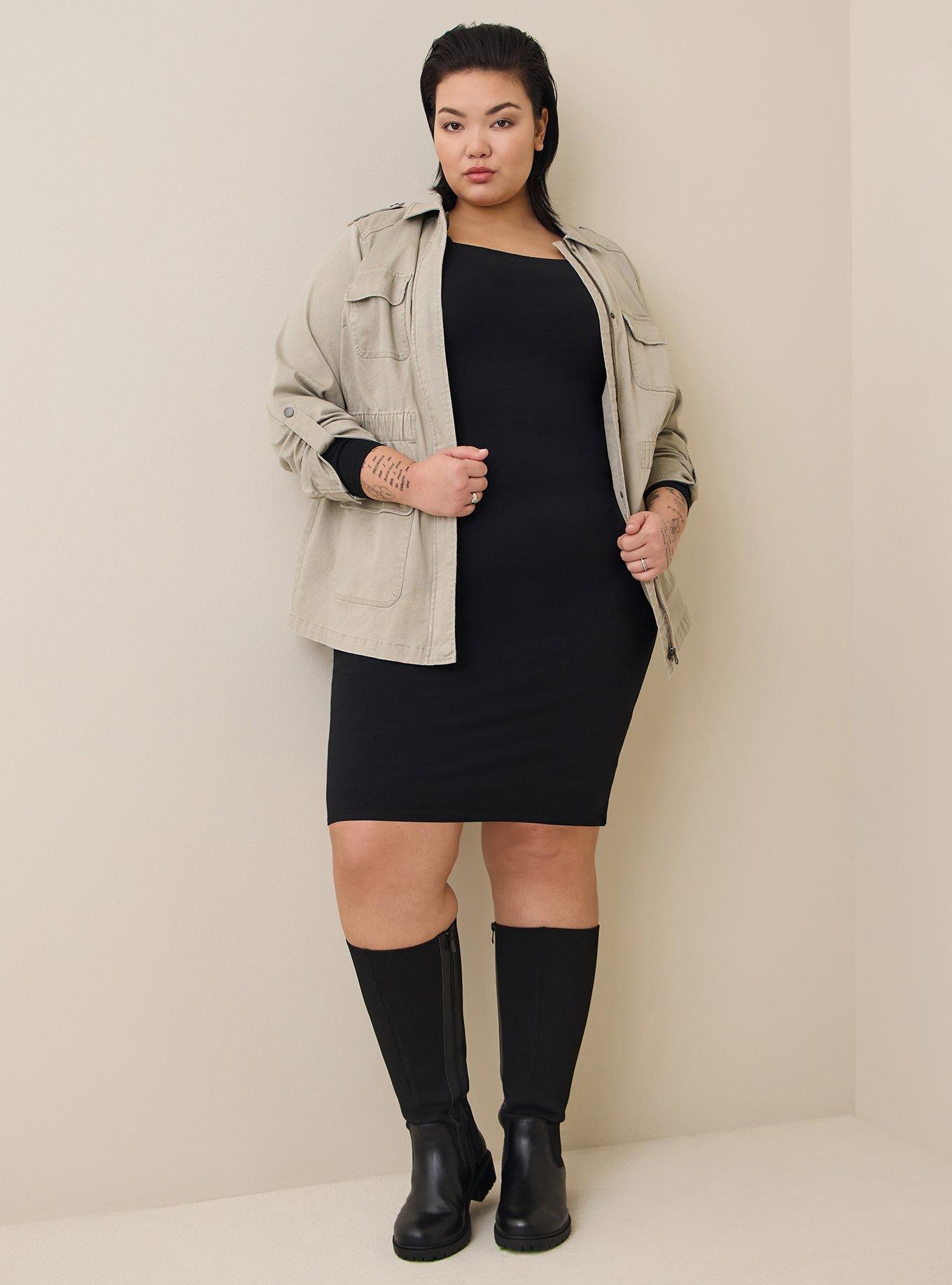 Mini Foxy Square Neck Bodycon Dress, DEEP BLACK, alternate