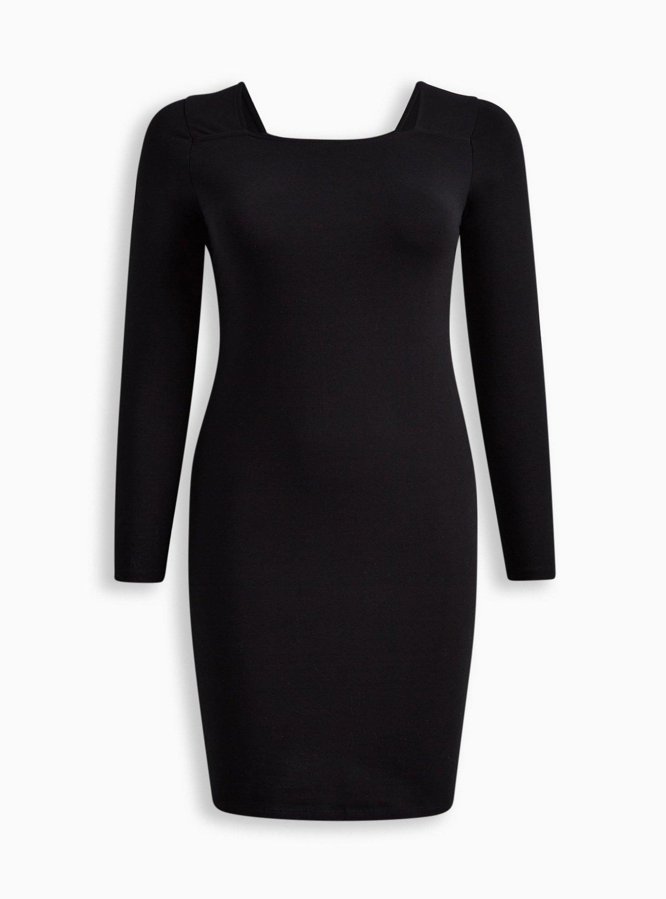 Mini Foxy Square Neck Bodycon Dress, DEEP BLACK, hi-res