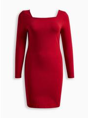 Mini Foxy Square Neck Bodycon Dress, JESTER RED, hi-res