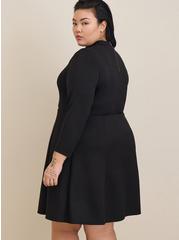 Plus Size Mini Studio Cupro Mock Neck Dress, DEEP BLACK, alternate