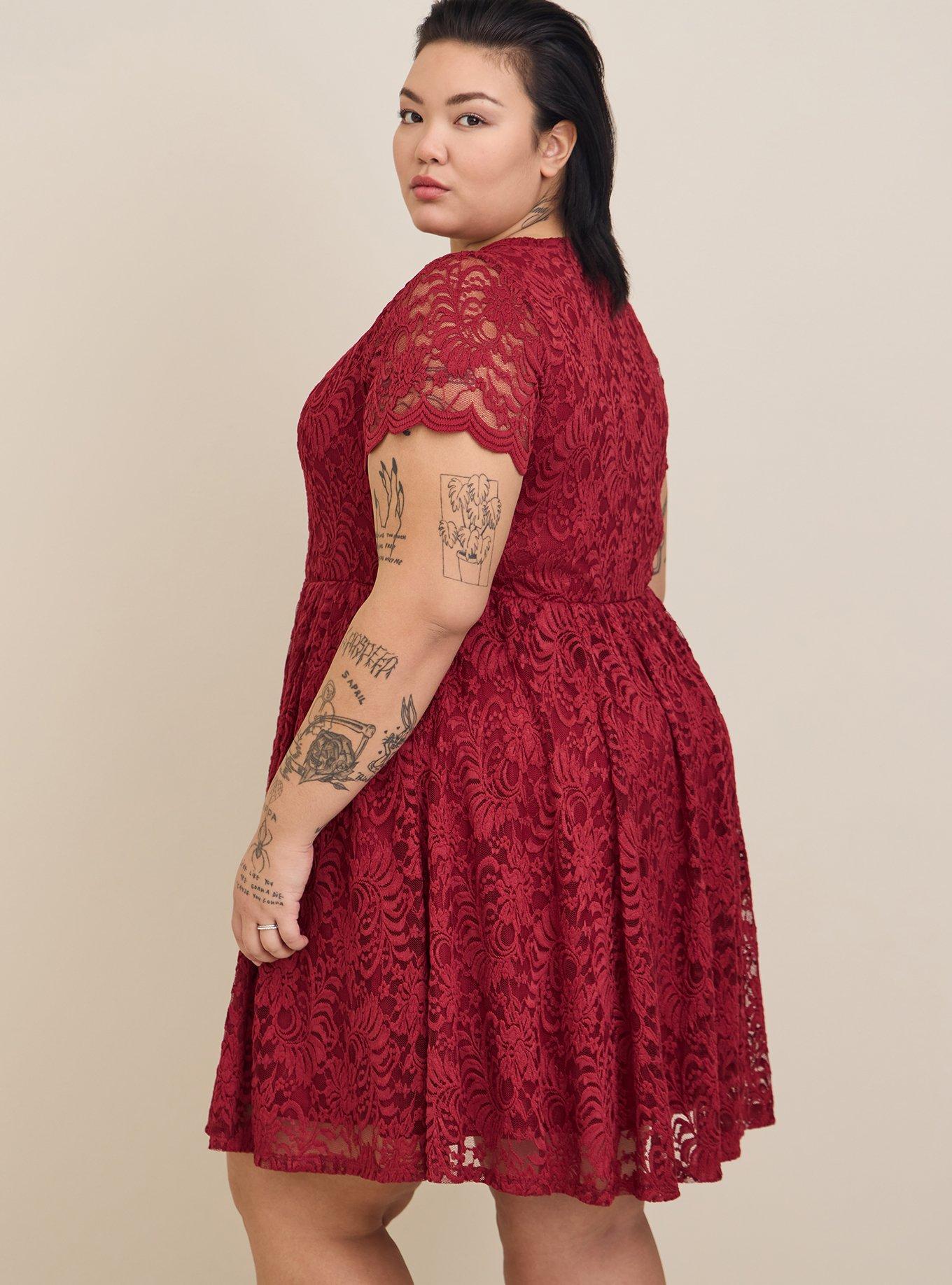 Plus Size Mini Lace Fit Flare Dress Torrid