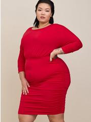 Mini Studio Knit Shirred Dress, JESTER RED, alternate