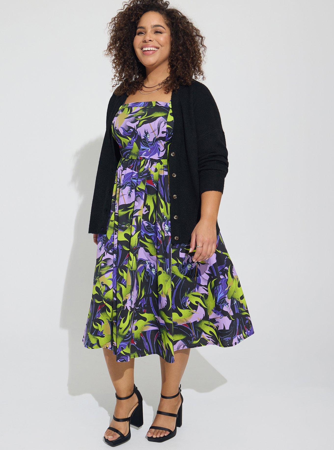 Plus Size Disney Villains Maleficent Midi Stretch Poplin Dress Torrid