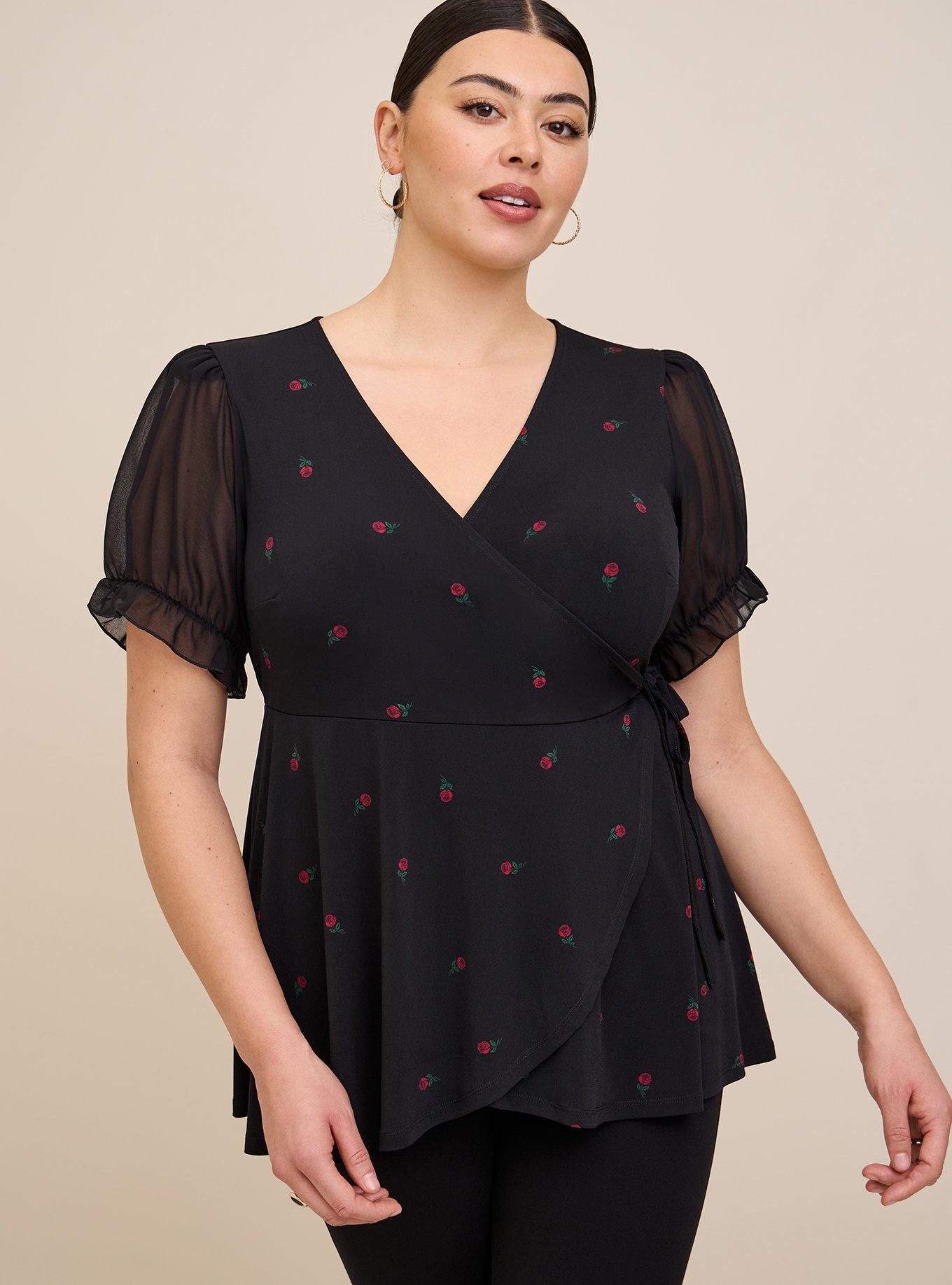 Torrid Gorgeous Black Chiffon Sleeve Super Soft Blouse Top Plus Size 3X,  22/24 