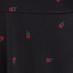 Plus Size Studio Knit Chiffon Puff Sleeve Surplice Top, BLACK FLORAL, swatch