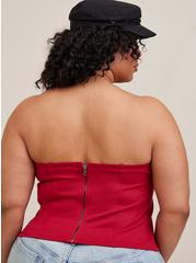Plus Size Ponte Sweetheart Tube Top, RED, alternate