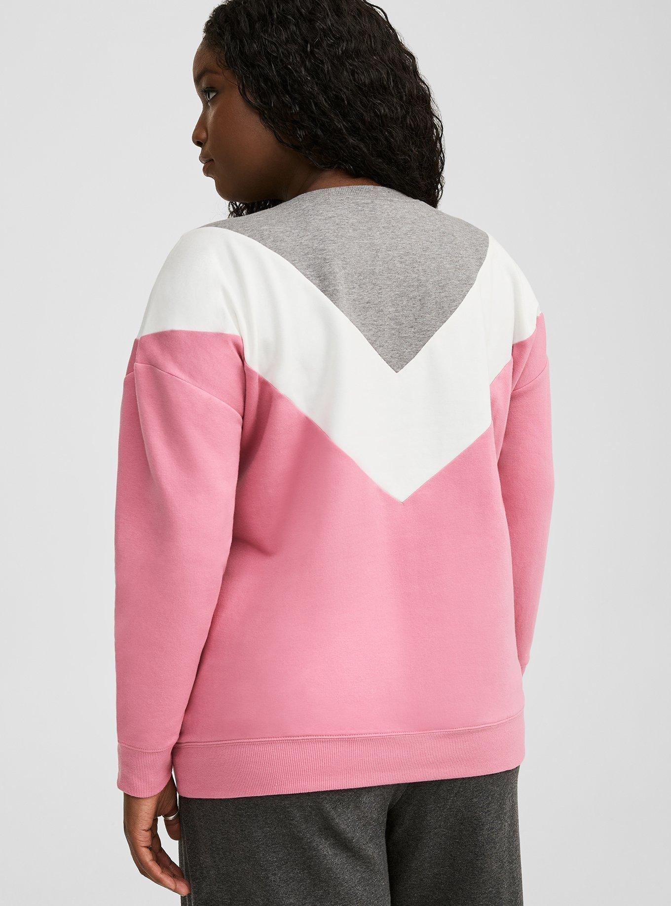 Relaxed Fit Super Soft Fleece Chevron Colorblock Sweatshirt