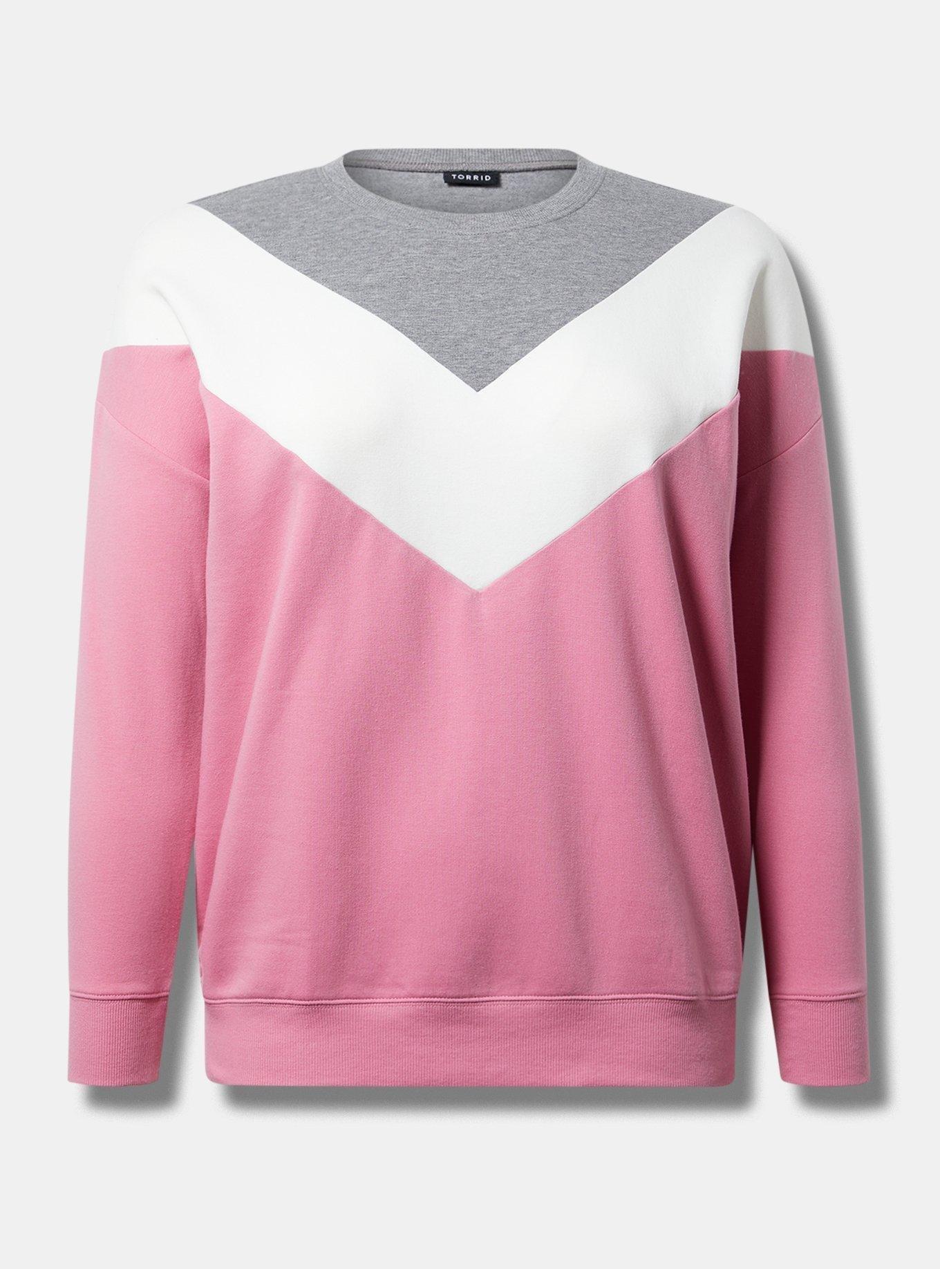 Relaxed Fit Super Soft Fleece Chevron Colorblock Sweatshirt