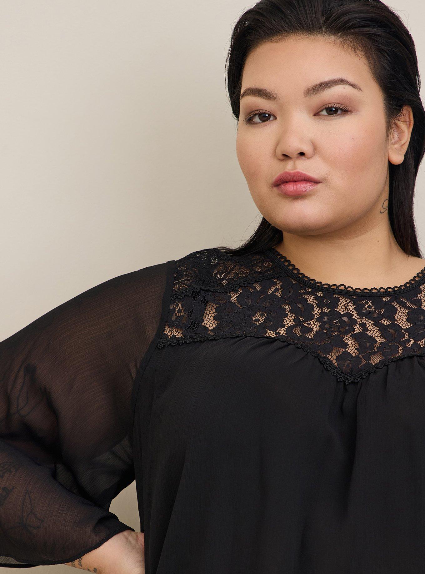 Plus Size Chiffon Ruffle-Trim Top main image 0