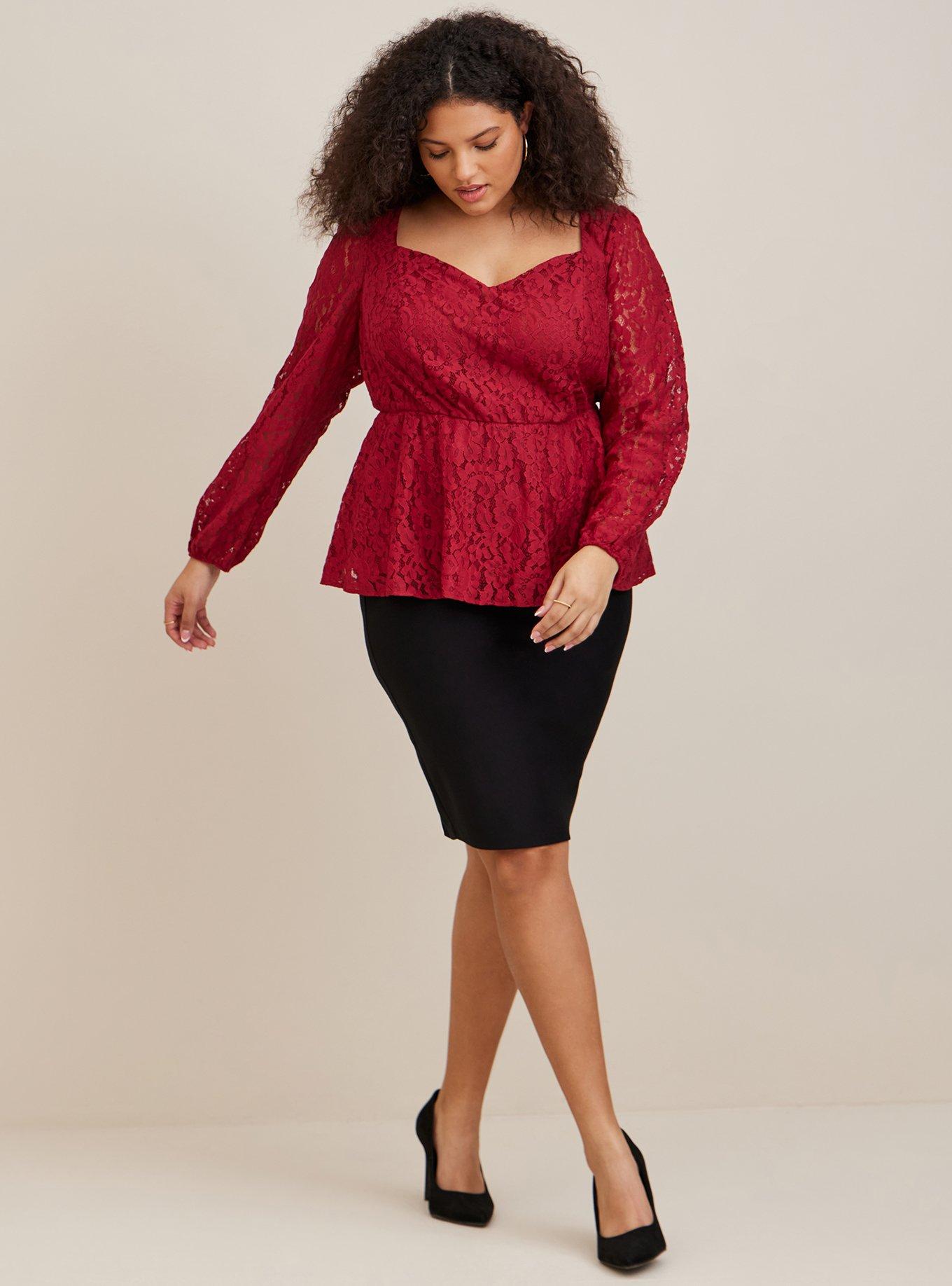 Peplum Lace Puff Sleeve Top