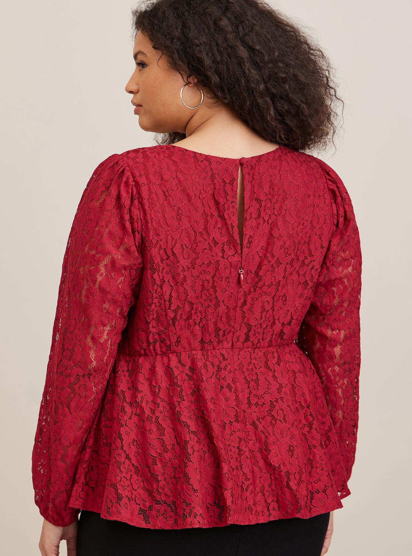 Peplum Lace Puff Sleeve Top