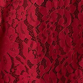 Peplum Lace Puff Sleeve Top, RHUBARB, swatch