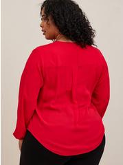 Harper Georgette Pullover Long Sleeve Blouse, LIPSTICK RED, alternate