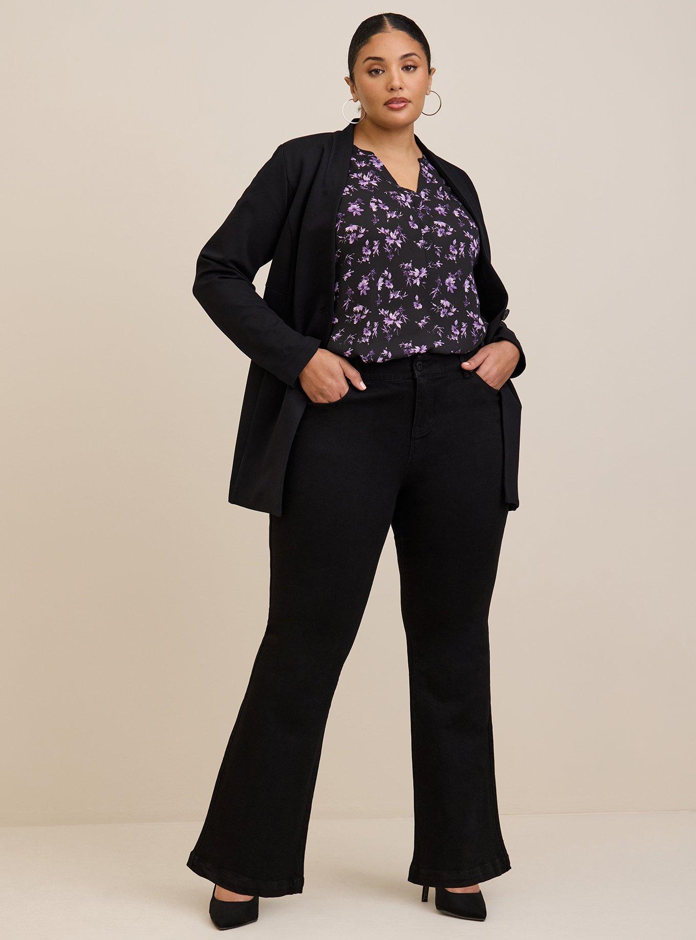 Plus Size Harper Georgette Ruched Short Sleeve Blouse, FLORAL - BLACK, alternate