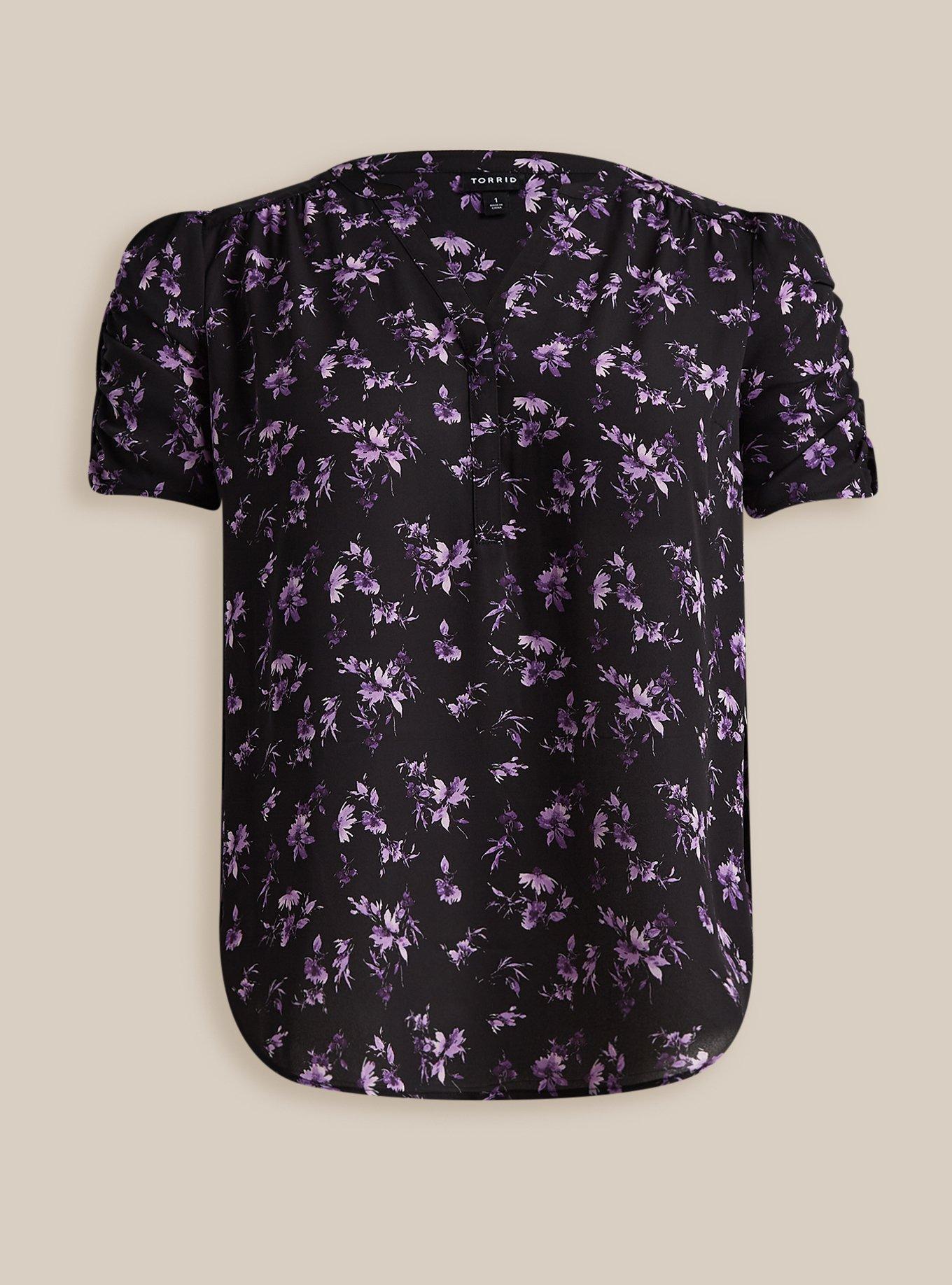 Torrid Black Floral Print Short Sleeve Georgette Top Size 4X - $22