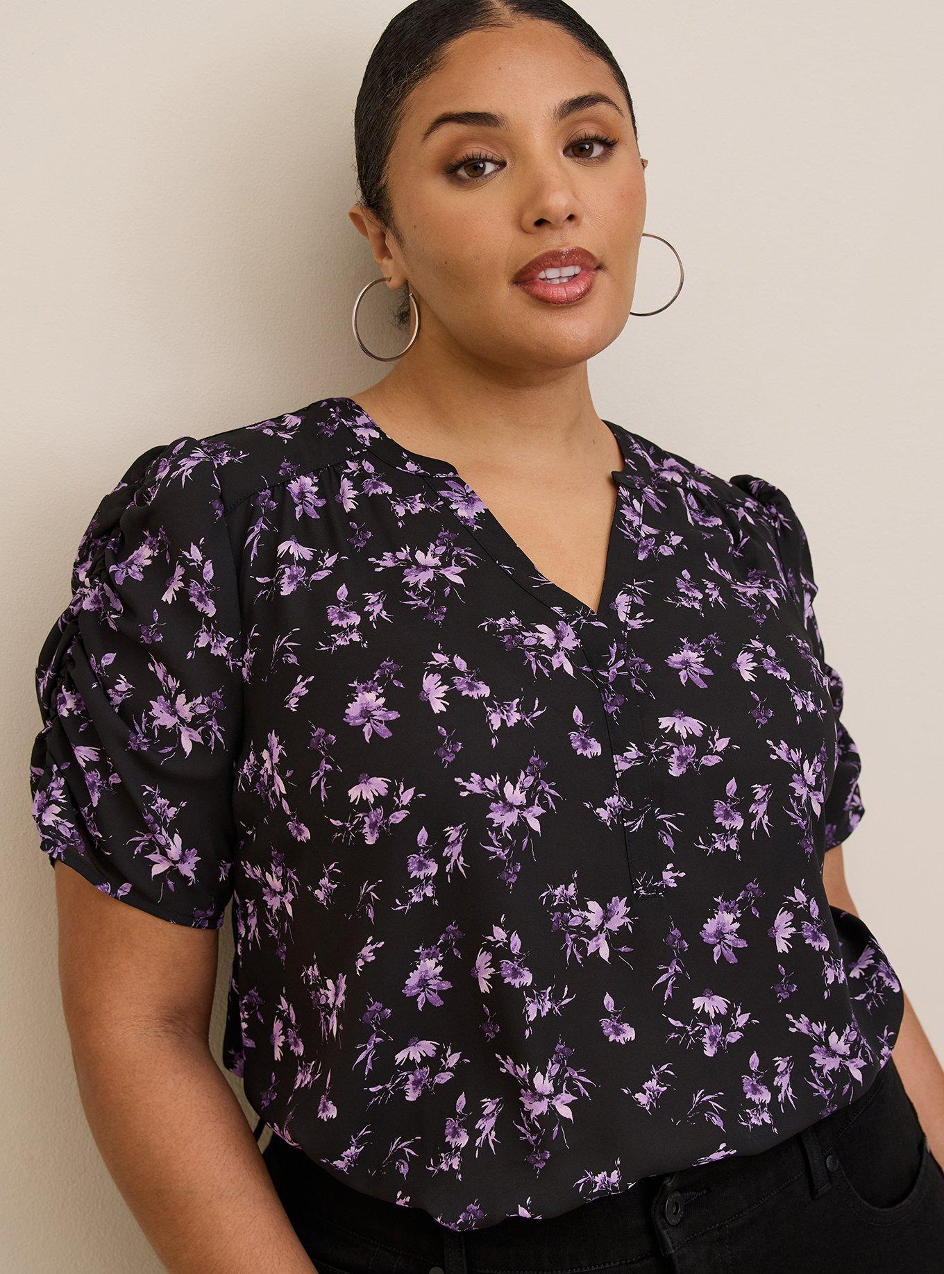 Torrid Floral Butterfly Print Georgette Cold Shoulder Top Plus Size 2 2X 18  20