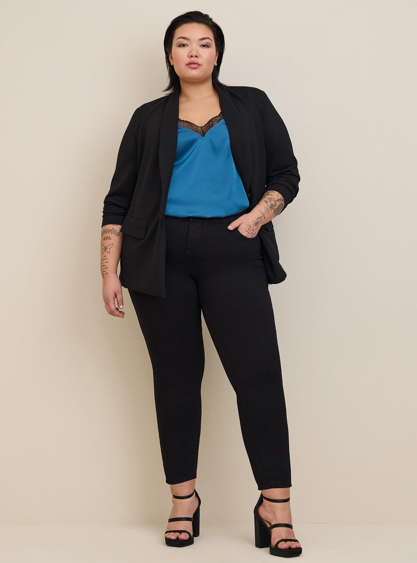 Plus Size - Studio Refined Crepe Embroidered Classic Fit Blazer - Torrid