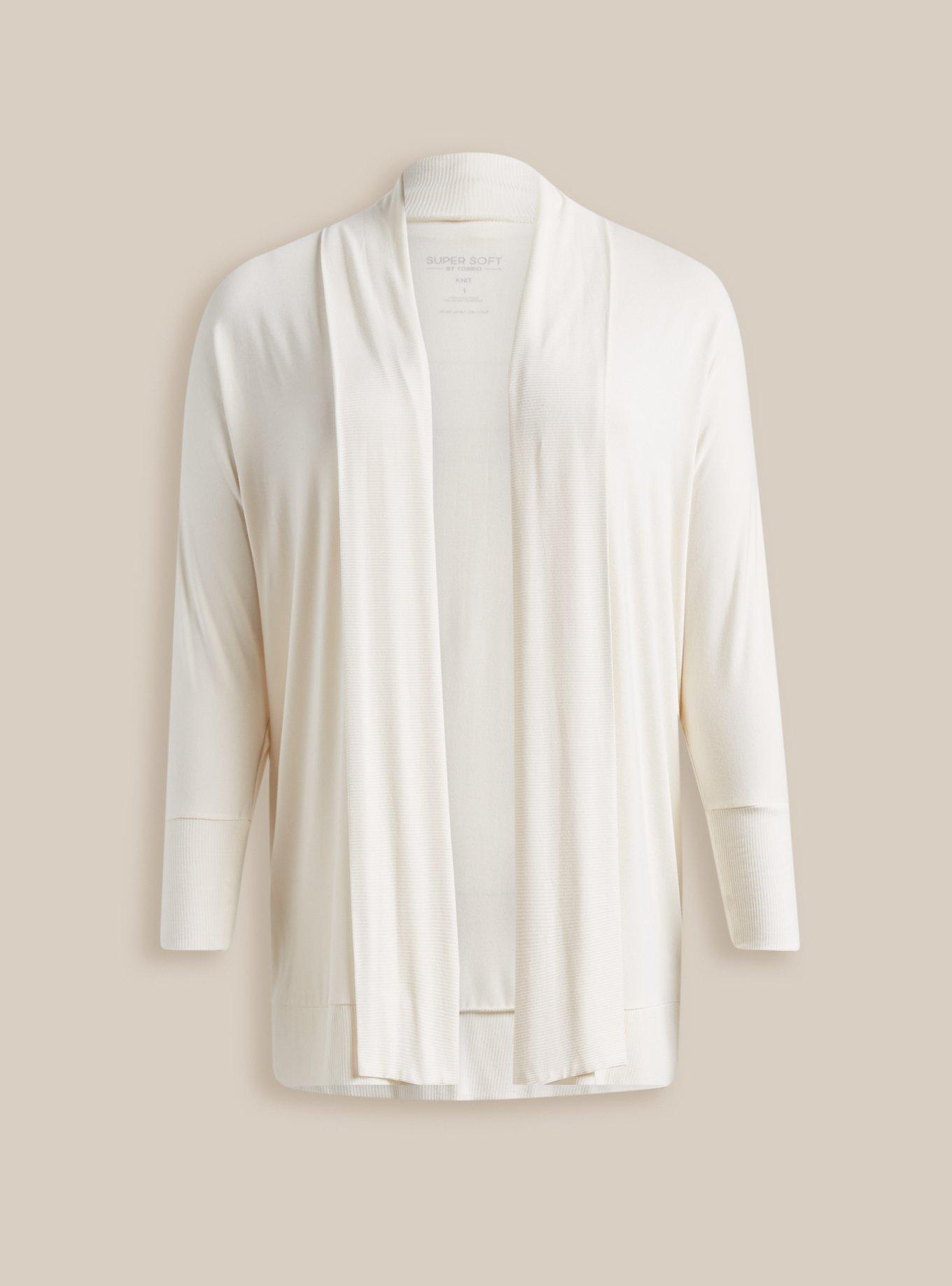 Super Soft Cardigan Dolman Sleeve Open Front, IVORY, hi-res