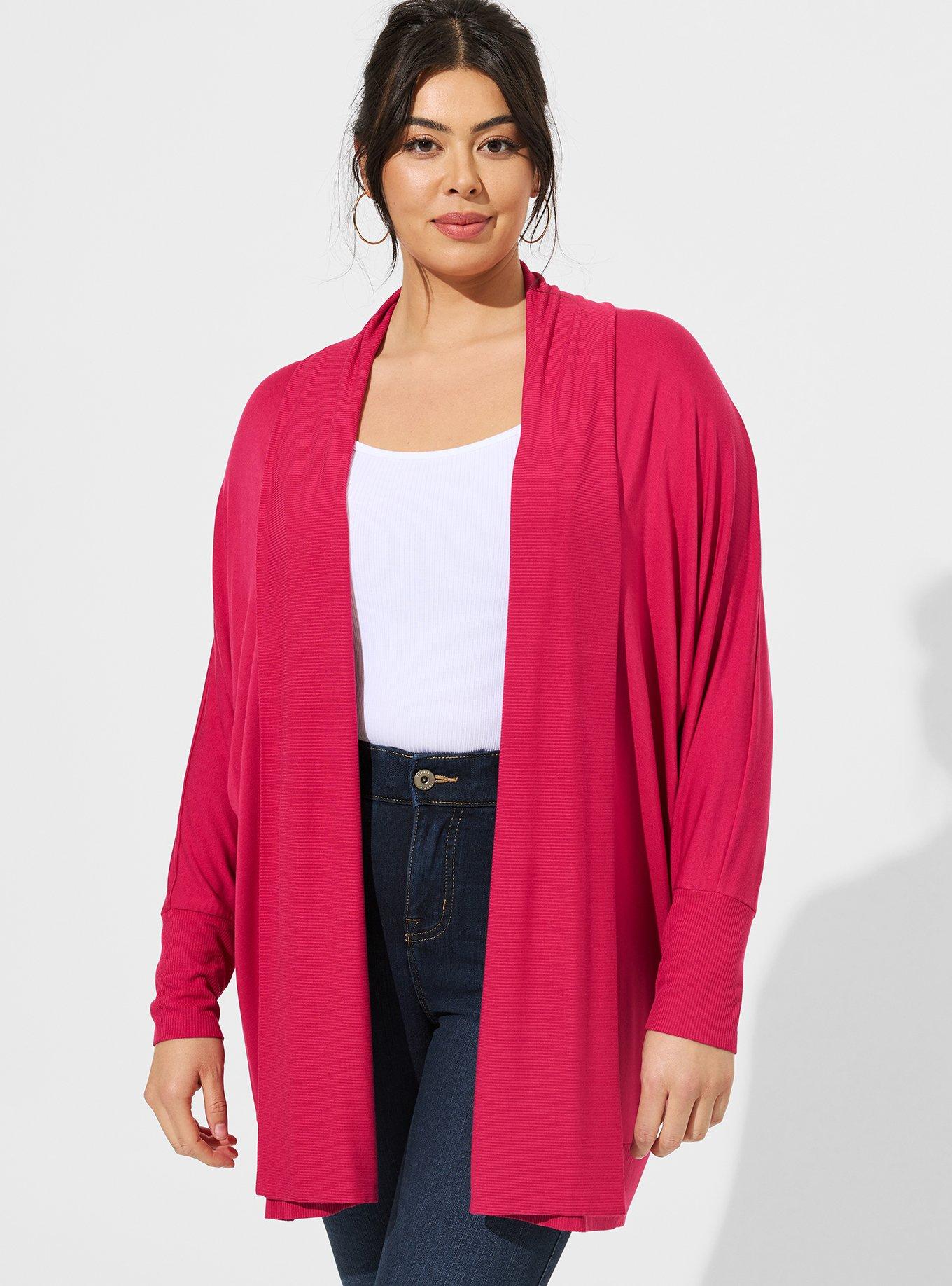 Long-Dolman-Sleeve Open Cardigan, Regular