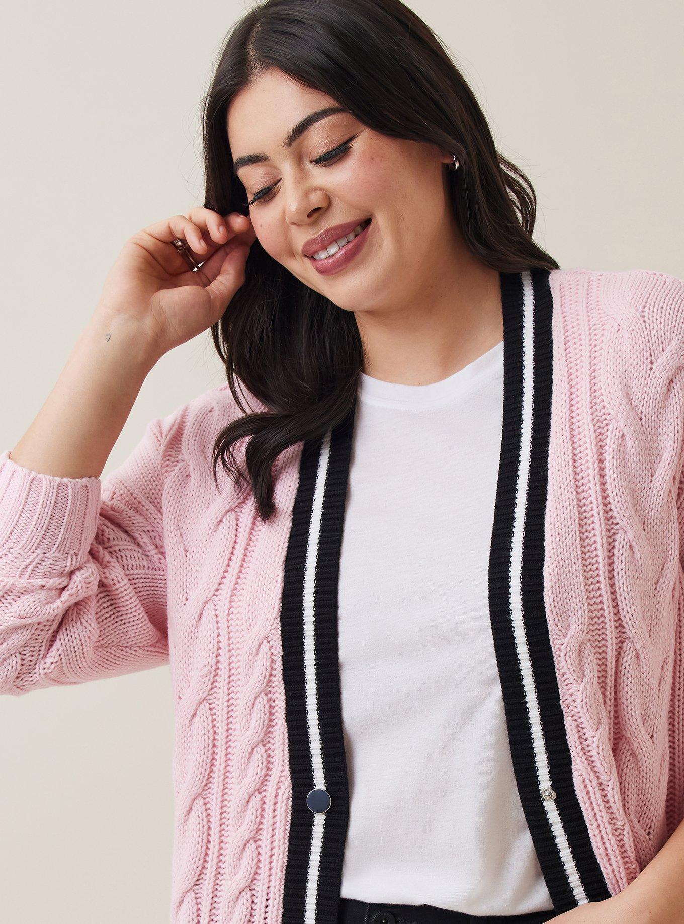 Chunky Cable Boyfriend Cardigan V-Neck Sweater