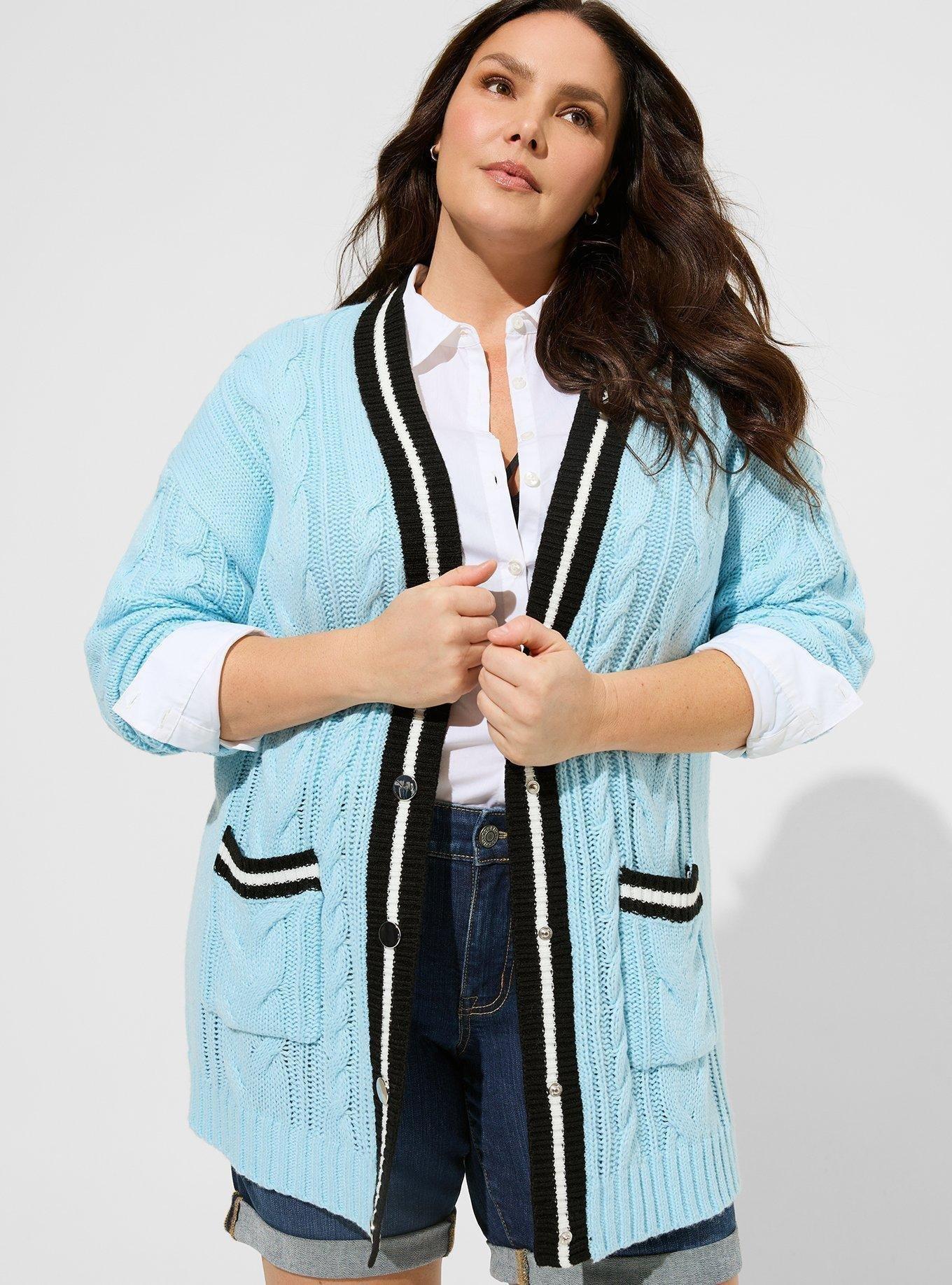 Ladies Long Sleeve Button Up Chunky Cabel Knitted Grandad Cardigan (S M(8-1  - トップス