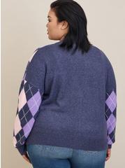 Vegan Cashmere Cardigan V-Neck Drop Shoulder Sweater, MULTI, alternate
