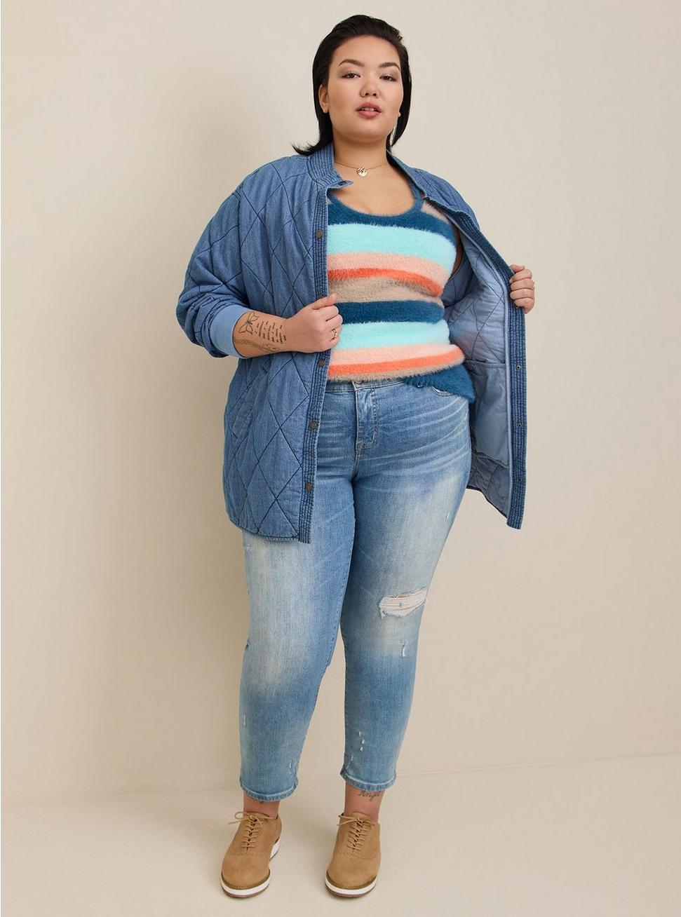 Plus Size Eyelash Pullover Cami Sweater, STRIPE - MULTI, alternate