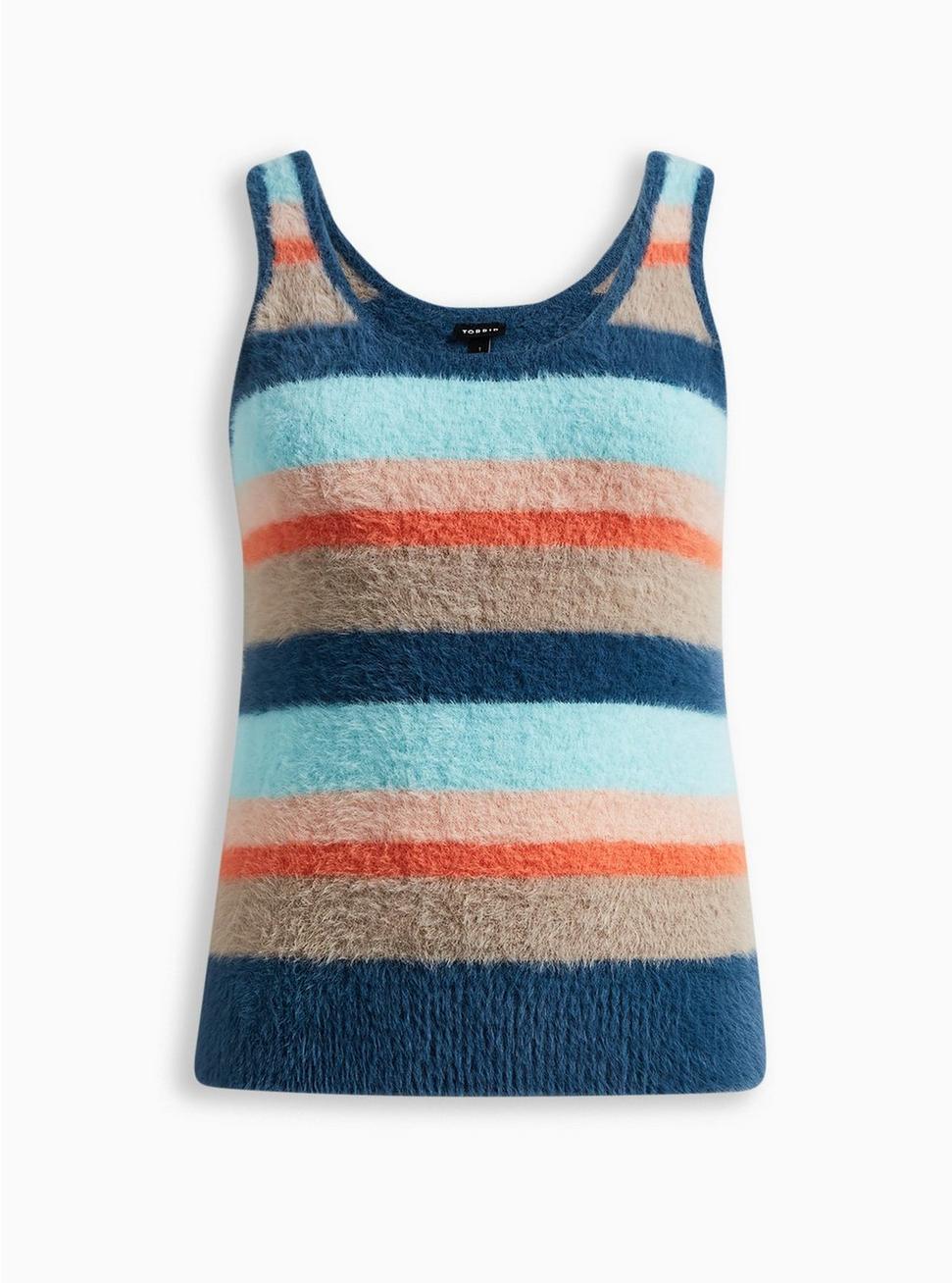 Plus Size Eyelash Pullover Cami Sweater, STRIPE - MULTI, hi-res